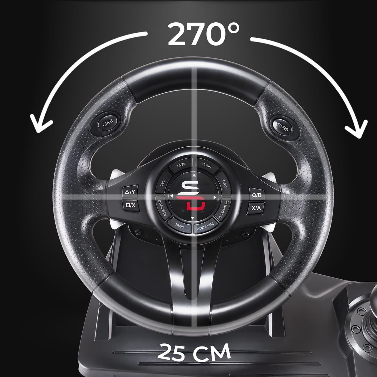 Subsonic - Volante Superdrive GS550 - Volante de carreras con Palanca de Cambios, Levas y Pedales. Rotación de 270° y Vibraciones. Para Switch 2 / Switch, PS4, Xbox Series X/S, Xbox One y PC - Negro — view 5