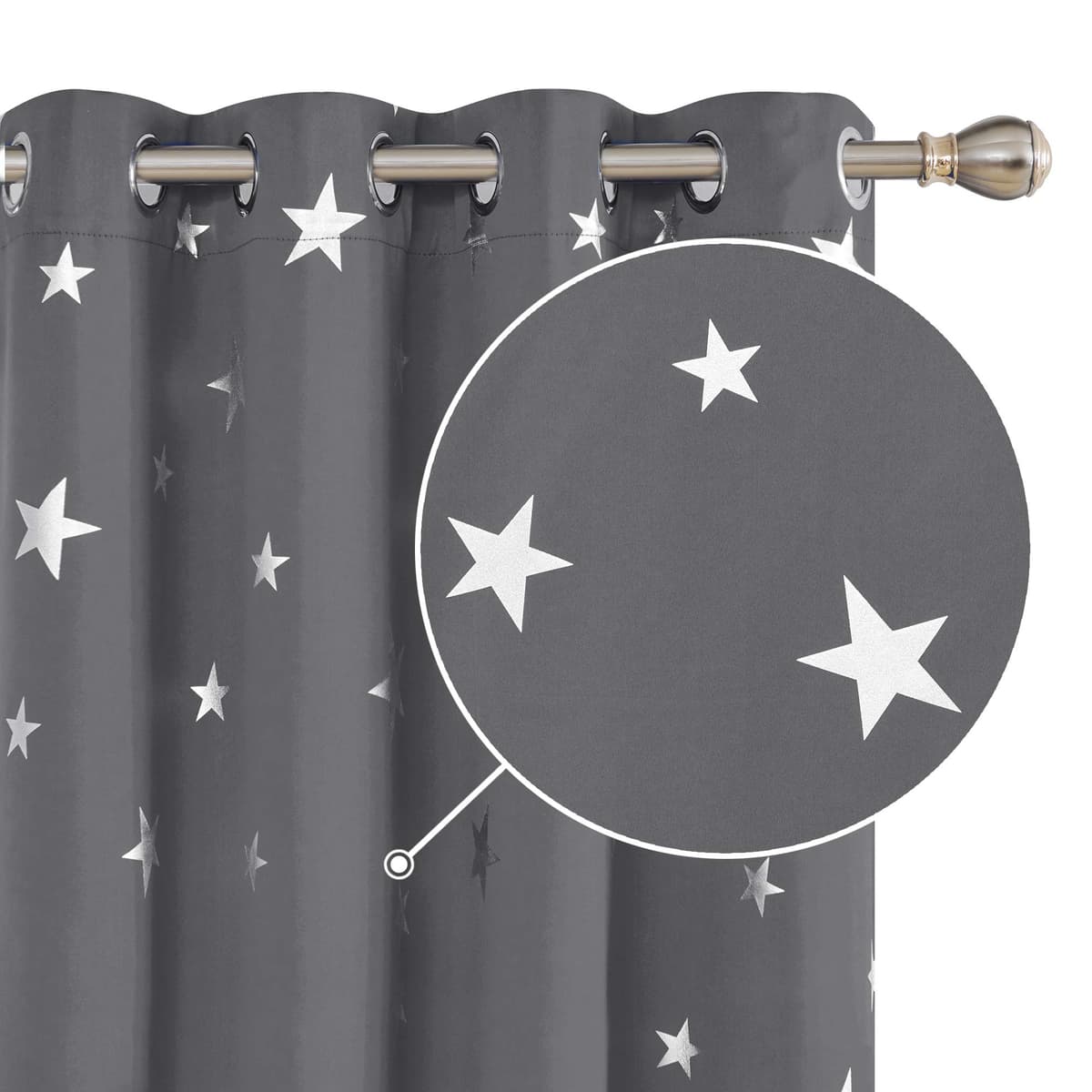 Deconovo Navy Blue Curtains for Living Room Super Soft Thermal Insulated Star Foil Printed Eyelet Blackout Curtains 46 x 54 Inch 2 Panels — view 25