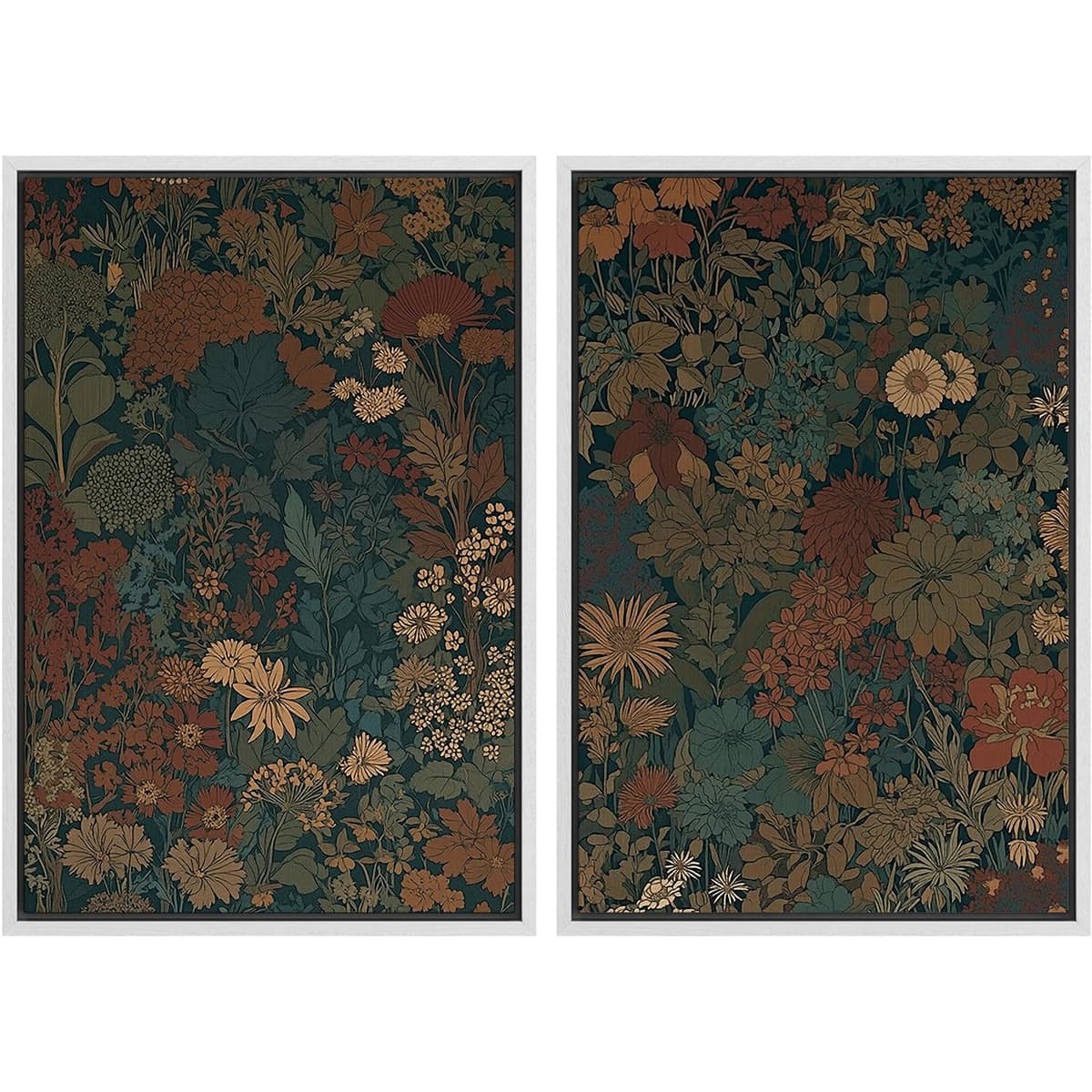 SIGNFORD Framed Canvas Print Wall Art Set Soft Hydrangea Pair Light Blue Florals with Green Leaves Illustration Modern Art Decorative Nordic Nature for Living Room, Bedroom, Office - 24"x36"x2 White — view 83