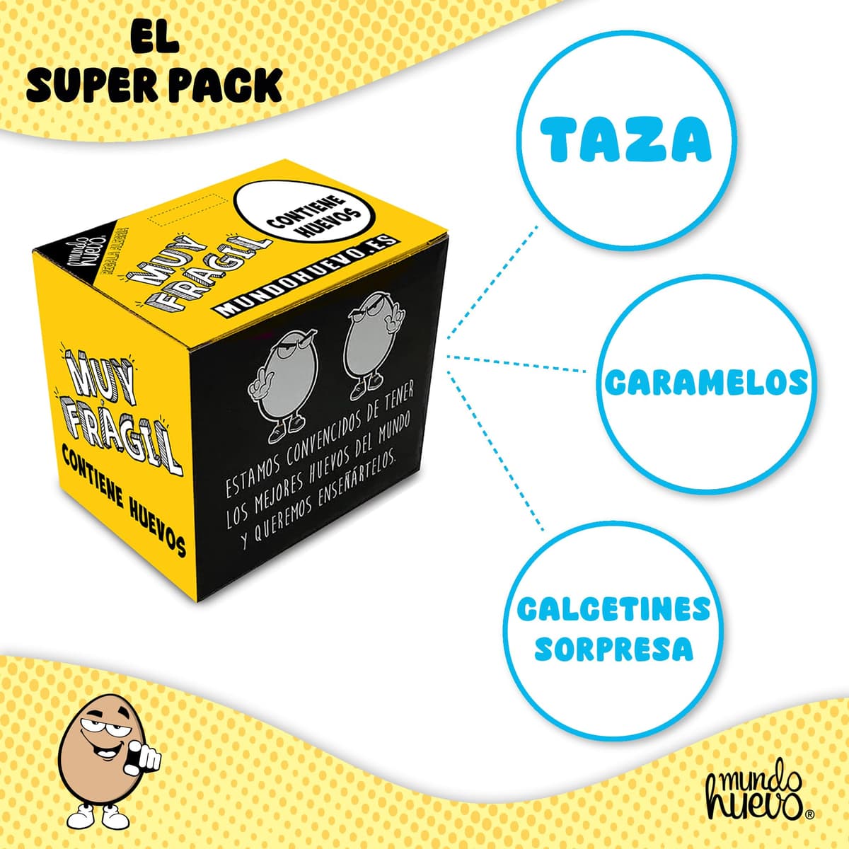 mundohuevo Regalo para el día de la Madre | Taza de Cerámica + Calcetín Sorpresa + Caramelos SuperMama | Super Mamá que bebe aquí Mola | Detalle Original — view 5