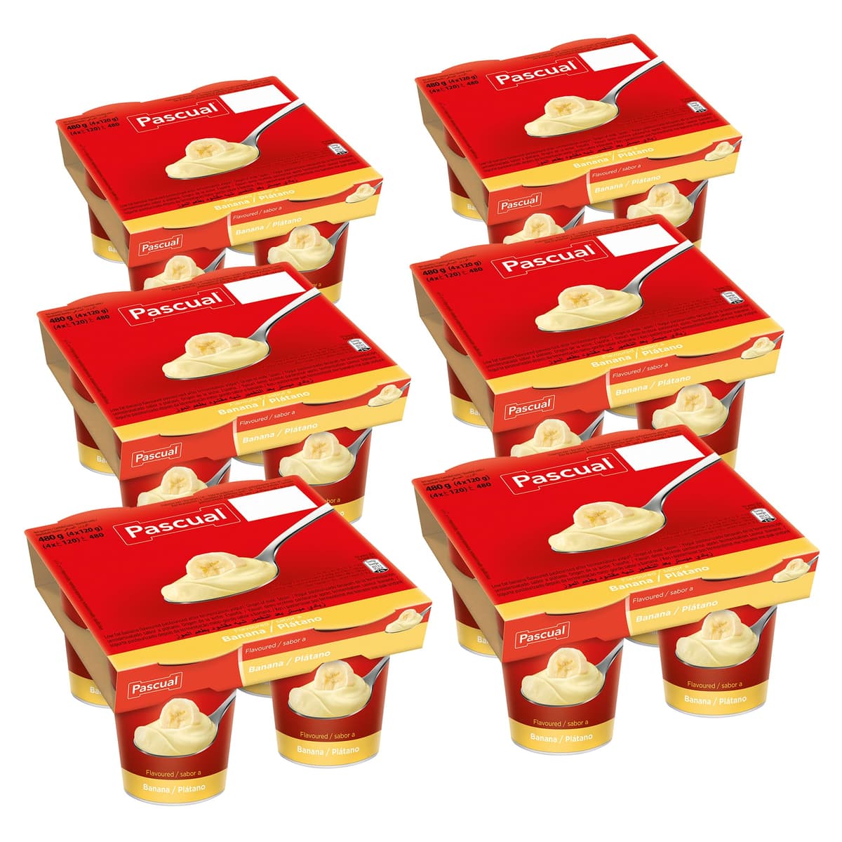 Pascual - Yogur Original Sabor Fresa - Plátano. Caja de 6 Pack de 4 x 120g. Total 24 uds. — view 5