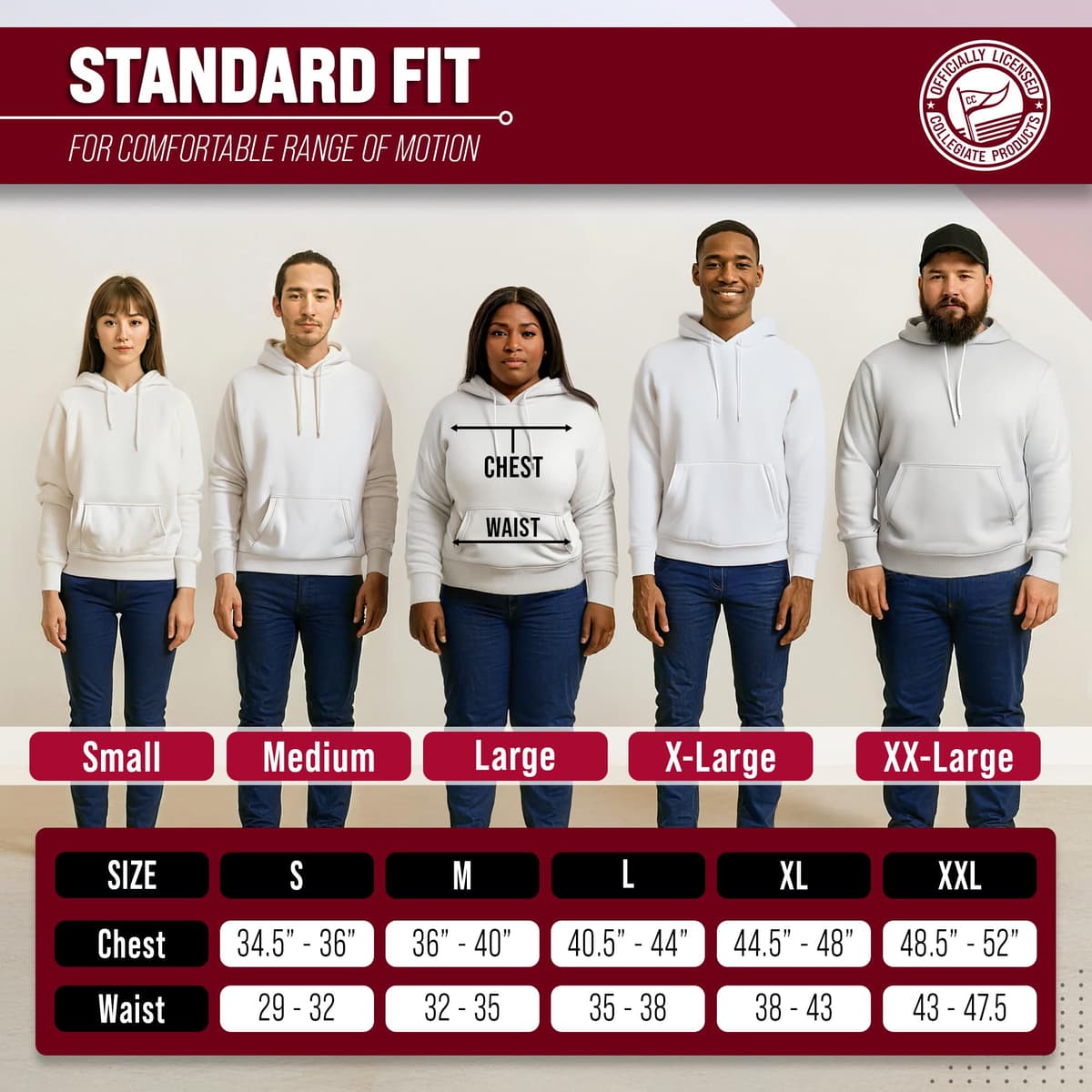 Campus Colors Long Sleeves NCAA Adult Arch & Logo Gameday Unisex Hooded Sweatshirt — view 6