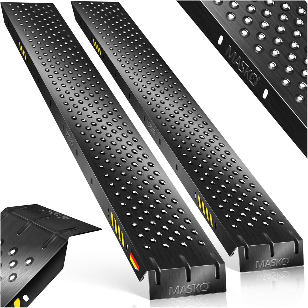 MASKO® 2X Rampa de Carga 400 kg | Acero galvanizado | Antideslizante | 200 kg* por Pieza | Máximo 400 kg* por par | Rampa de Carga para Motocicletas ATV y Cuatrimotos