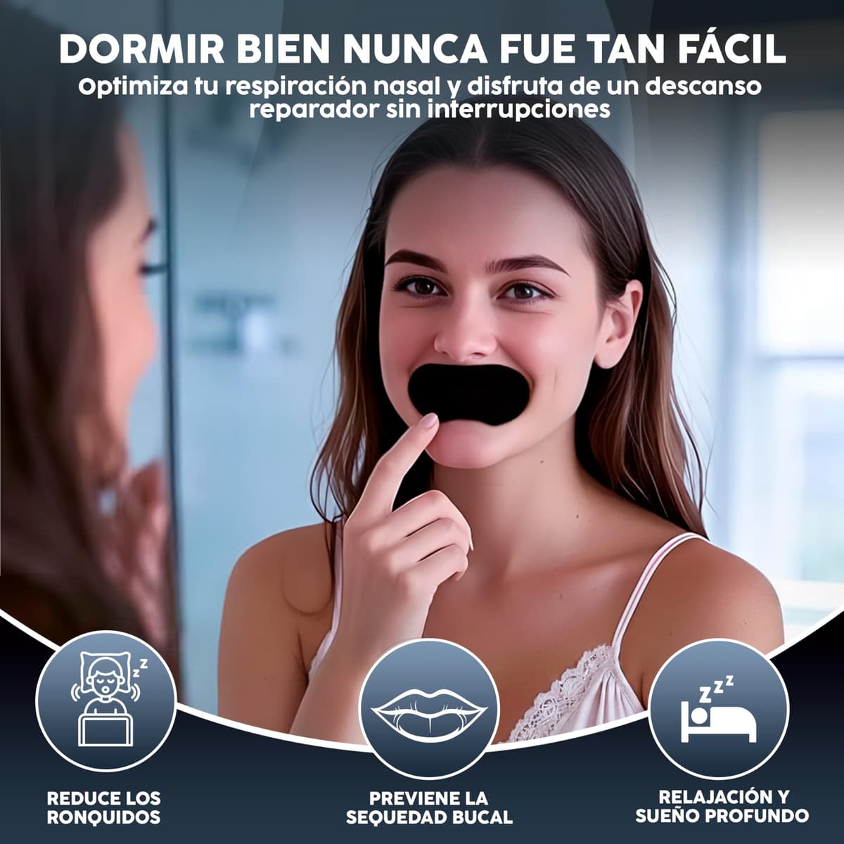 Mouth Tape 125 Unidades – Cinta Bucal Antironquidos, Tiras Bucales para Dormir, Parches Boca, Mejora la Respiración Nasal, Adhesivo Hipoalergénico — view 7