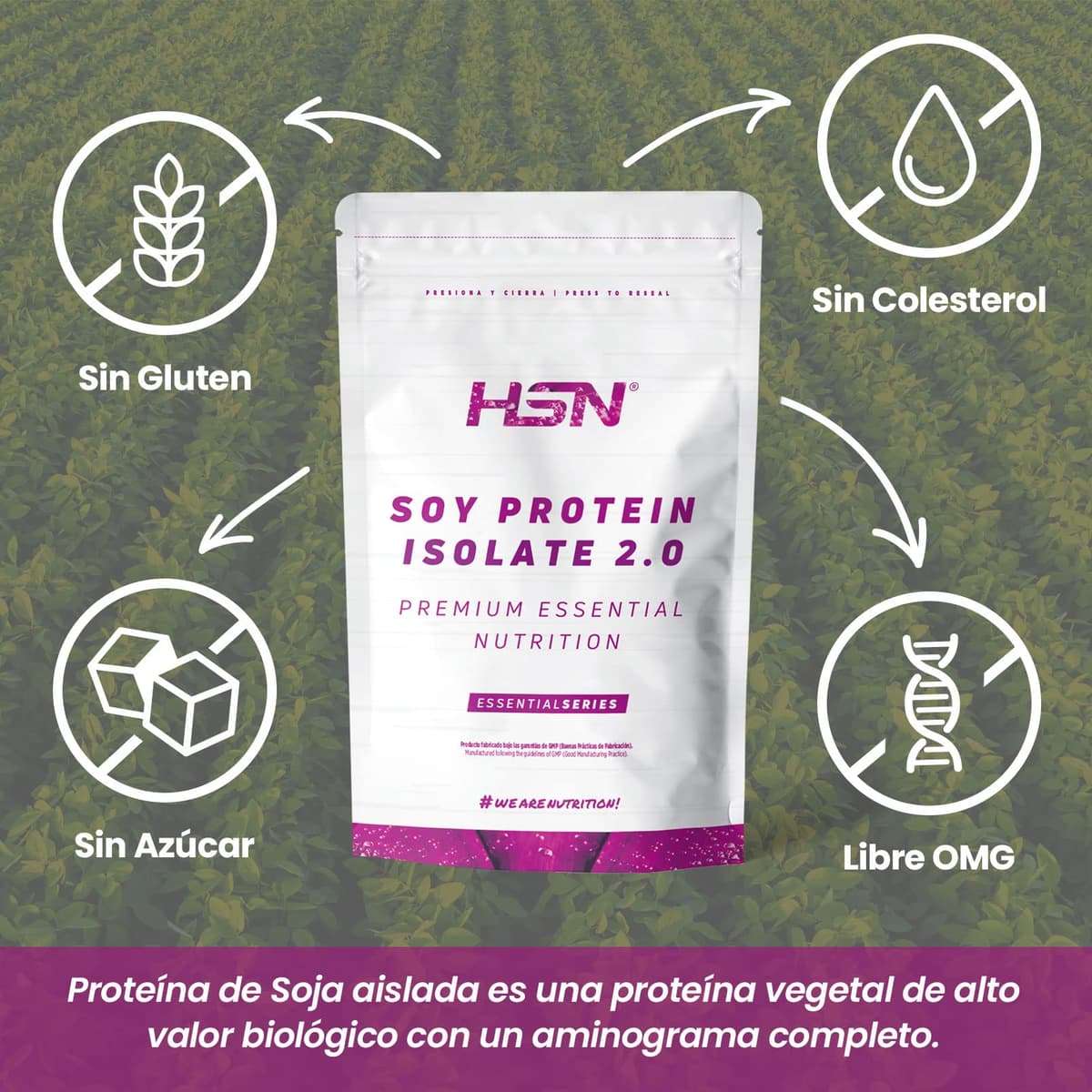 Proteína de Soja Aislada de HSN | Sabor Bombón de Chocolate y Avellanas 2 Kg = 67 Tomas por Envase | 100% Vegana | Soy Protein Isolate | No-GMO, Sin Gluten — view 6