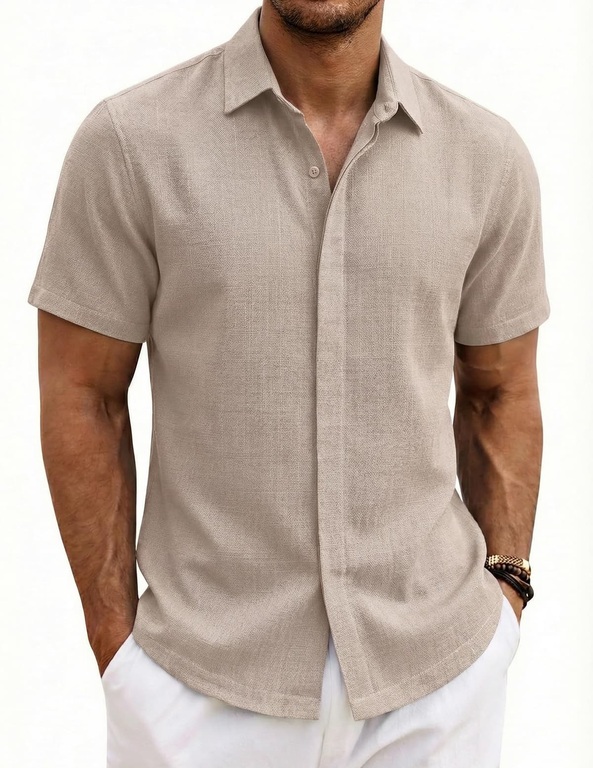 COOFANDY Camisa Hombre Manga Corta Verano 100% Algodón Camisas Hombre Casual Regular Fit — view 12