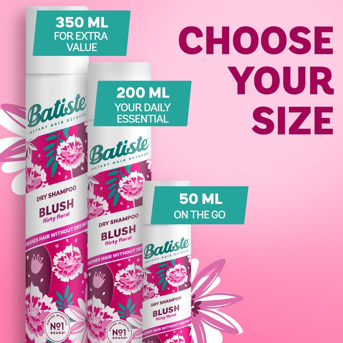 Batiste Dry Shampoo in Blush 200ml, Floral & Flirty Fragrance, No Rinse Spray to Refresh Hair in Between Washes (Packing May Vary) — view 8