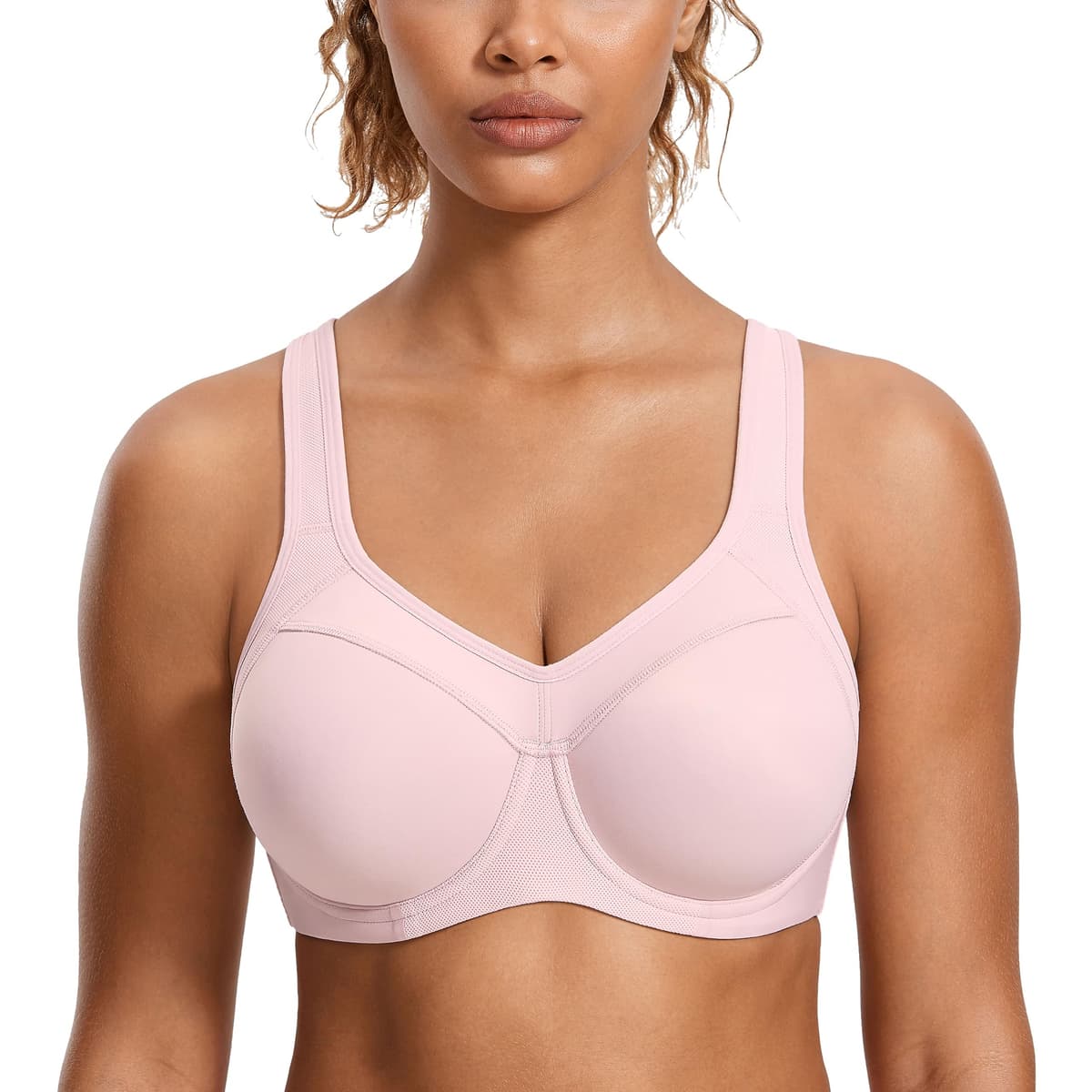 SYROKAN Women's High Impact Sports Bra Underwire Full Support Racerback Padded Running Bra — view 18