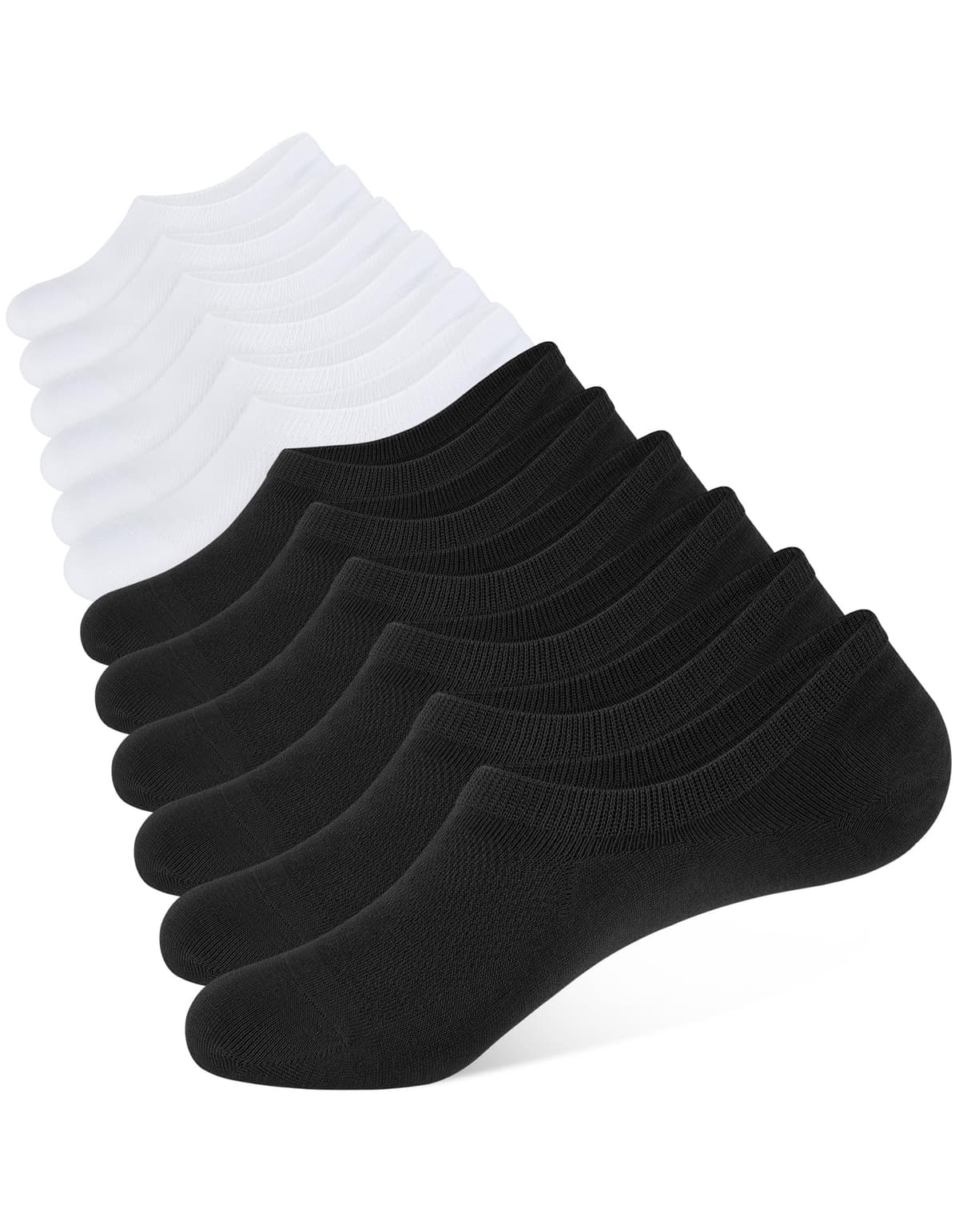 CLOSEMATE 6 Pares Calcetines Invisibles Pinkies Hombre Mujer Verano Tobilleros de Algodón Transpirables Cortos Antideslizantes Silicona Bajos Blancos Negros Gris — view 11