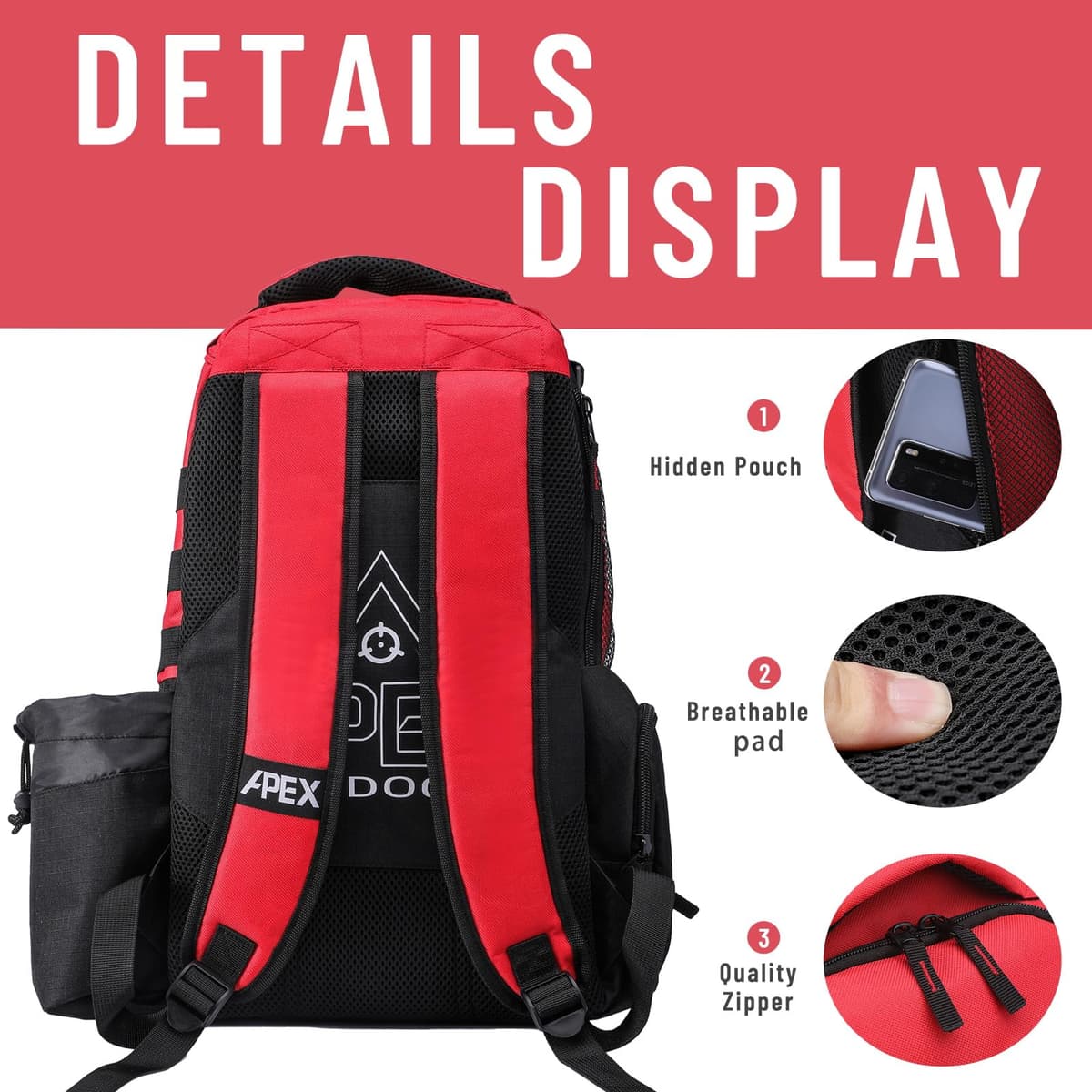 Apex Outdoors Bolsa de Golf de Disco, Mochila de Golf de Disco con más de 21 Discos, Bolsas de Golf duraderas y Ligeras con múltiples Bolsillos de Almacenamiento — view 5