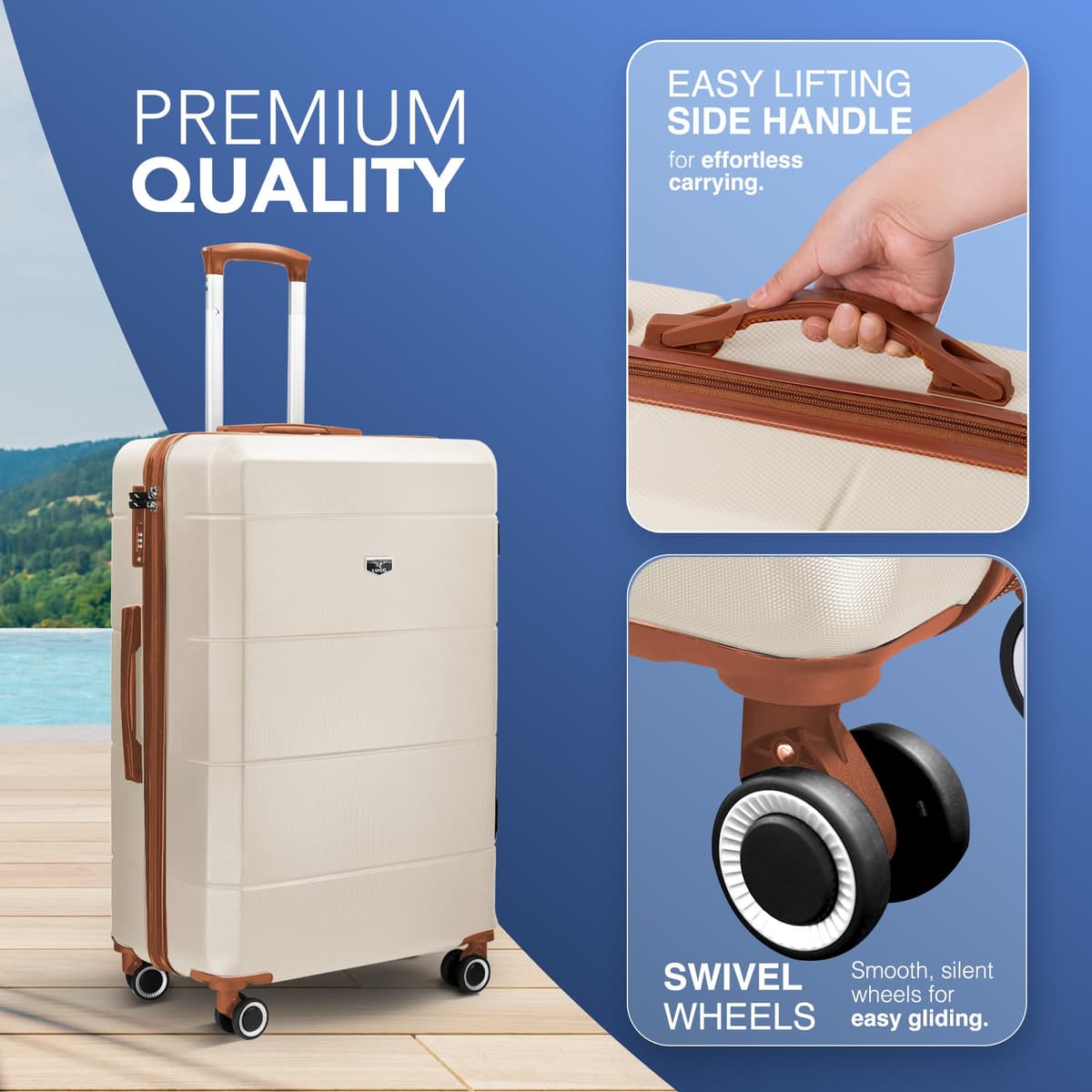 LUGG 28 Inch Jetset Suitcase Hard Shell Case 4 Wheel Travel bag Lightweight ABS Material with TSA Lock Approved for Travel with easyJet, British Airways, RyanAir, Virgin Atlantic, Emirates(75x49x29cm) — view 3