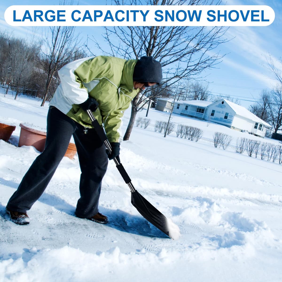COVVY Kit de Pala de Nieve 3 en 1, Retráctil Con Raspador de Hielo y Cepillo Para Entrada de Coche, Incluye Bolsa de Almacenamiento y Guantes (Plateado) — view 4