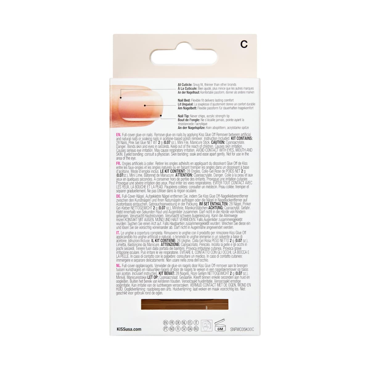 KISS Salon Acrylic French Nude Collection, Graceful, Medium Length Nude Fake Nails, Includes 28 False Nails, Nail Glue, Nail File, and Manicure Stick (Packing May Vary) — view 3