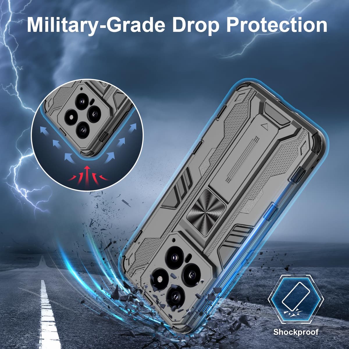 Funda para CMF Phone 2 Pro, Carcasa Antigolpes con Soporte anular metálico, Case Protectora de Grado Militar, Negro — view 1653