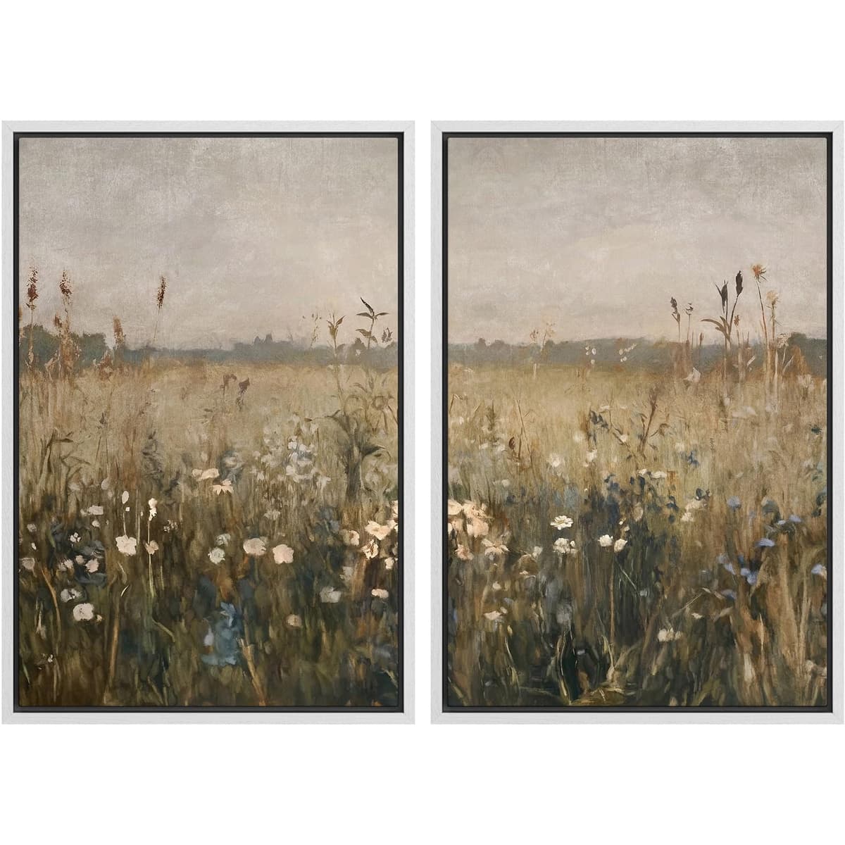 MUDECOR Framed Canvas Print Wall Art Set Watercolor Pastel Duotone Tan Landscape Abstract Shapes Illustrations Modern Art Decorative Contemporary for Living Room, Bedroom, Office - 24"x36"x2 Natural — view 88
