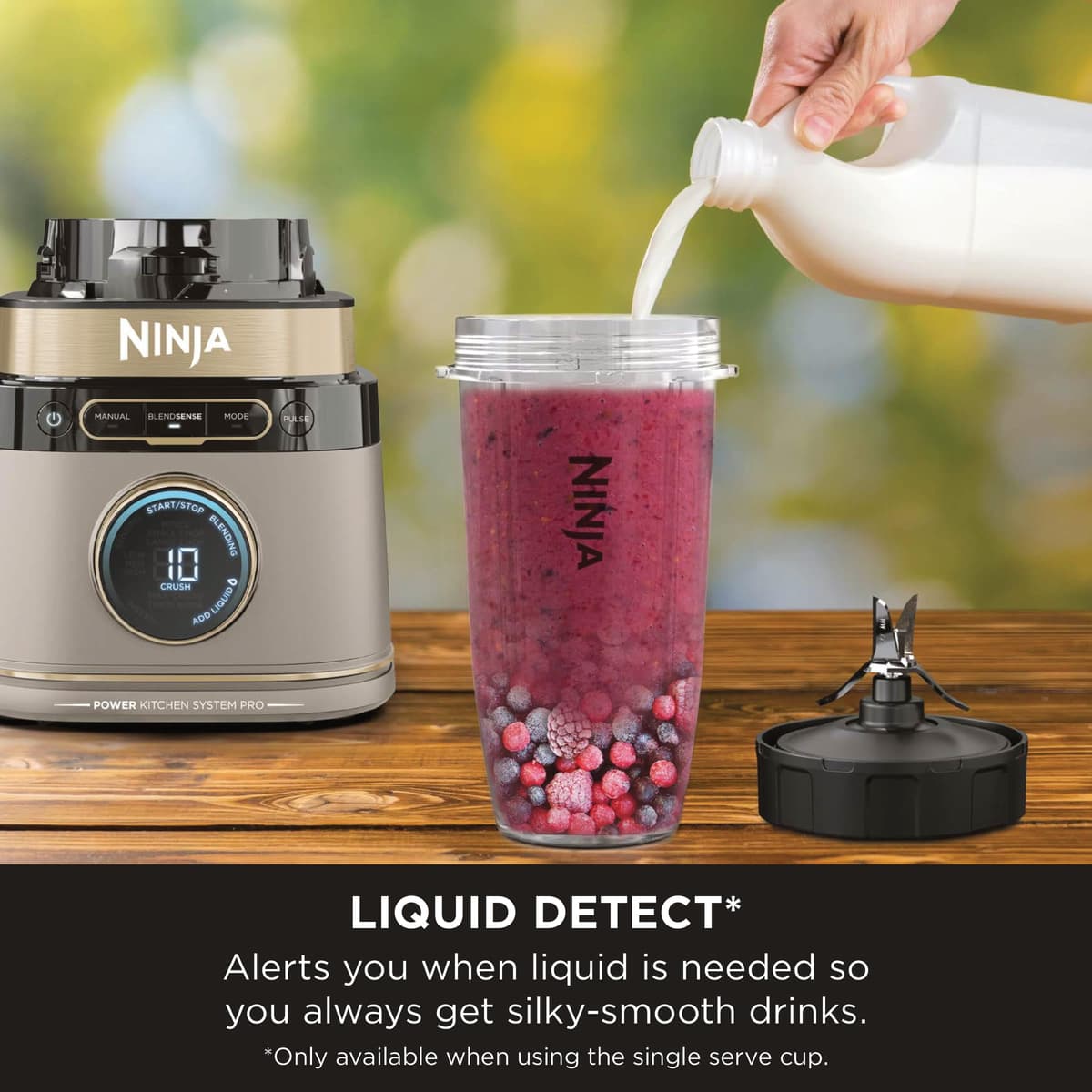Ninja 3-in-1 Detect Power Blender Processor Pro, Powerful 1200W Blender, Food Processor Bowl, Dough Blade, 2x Single Serve Cups, Jug, Make Pizza Dough, Blend, Chop & Mix, Stone Gold, TB401UKSTGD — view 8