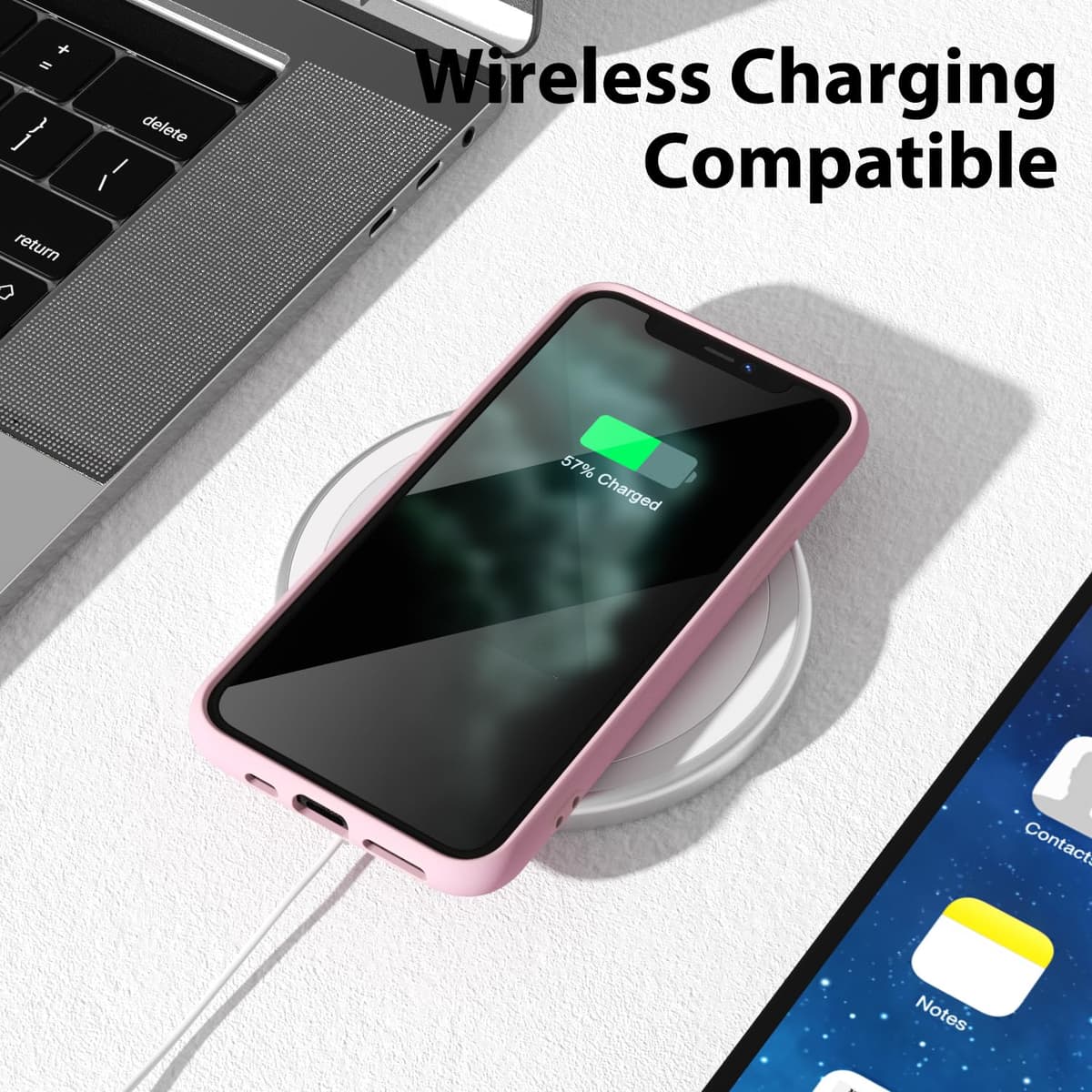 oakxco for iPhone 17 Pro Max Phone Case Liquid Silicone, Cute Thin Slim Grip Soft Rubber Gel for Women Men, Smooth Matte TPU Plain Solid Color Girly Simple Case with Camera Cover, Light Pink — view 887