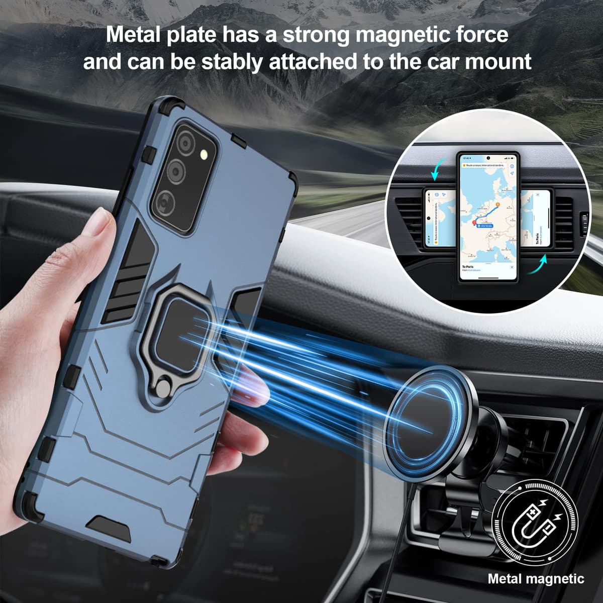 Funda para CMF Phone 2 Pro, Carcasa Antigolpes con Soporte anular metálico, Case Protectora de Grado Militar, Negro — view 135