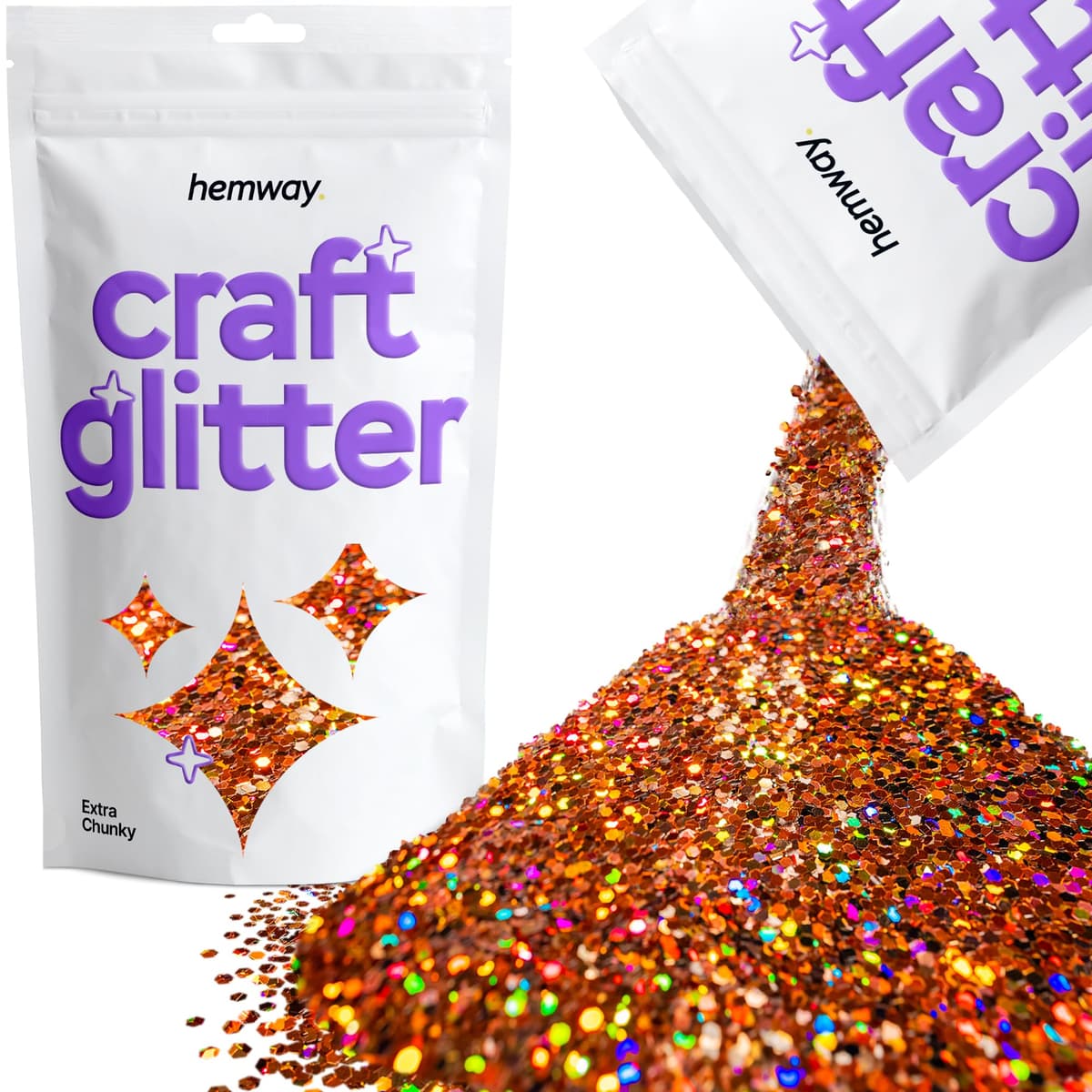 Hemway - Purpurina para manualidades, vasos, resina, epoxi, uñas, cera, álbumes de recortes, cristal, decoración de escuelas: dorado holográfico, gruesa (0,6 mm), 100 g — view 41