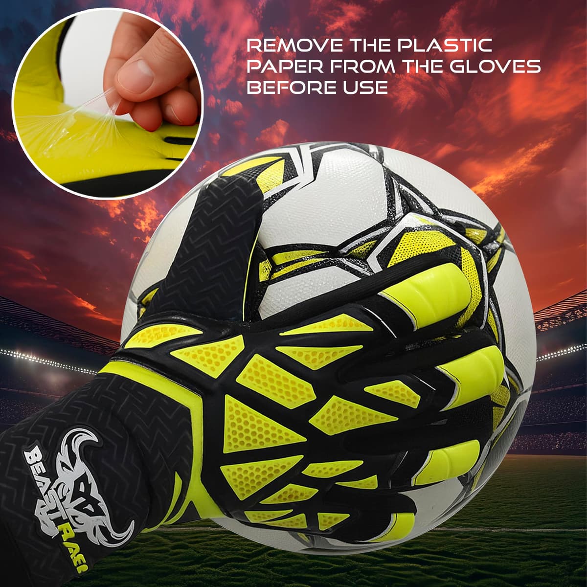 BEAST RAGE Guantes de portero para niños, adolescentes y adultos, guantes de portero de fútbol para niños y niños — view 6