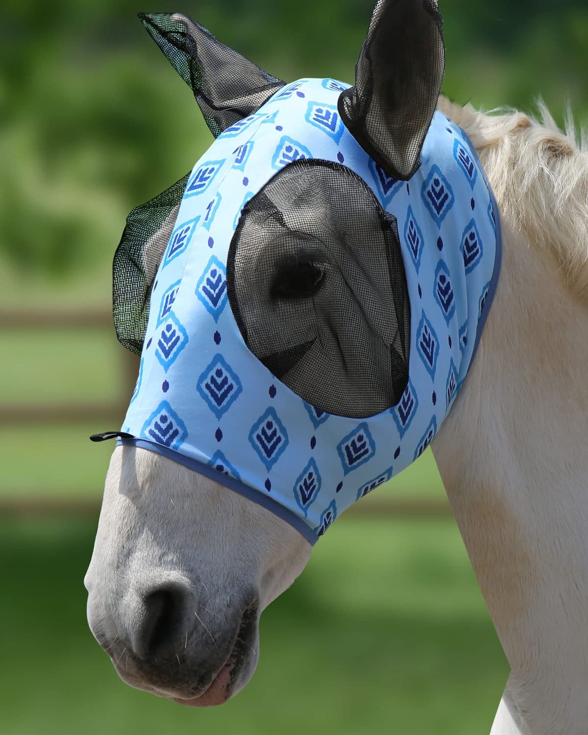 Harrison Howard Máscara elástica para Moscas de Caballo, excelente Comodidad con protección UV, máscara estándar para Caballos, Azul Marino M — view 14