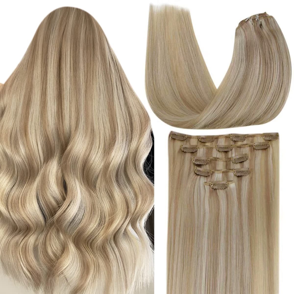 LaaVoo Hair Extensions Clip in Real Human Hair Brown Clip in Hair Extensions Dark Brown Remy Straight Hair Full Head Double Weft 80g 5pcs 14 Inch #4 — view 84