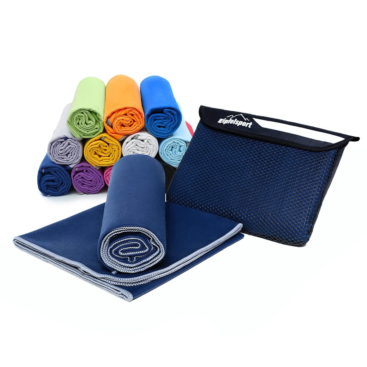 gipfelsport Toalla de Microfibra | Toalla de baño de Microfibra, Toalla de Viaje, Toalla de Playa | De Secado rápido, Ultra Ligero, Ahorro de Espacio | para niños, Hombres y Mujeres