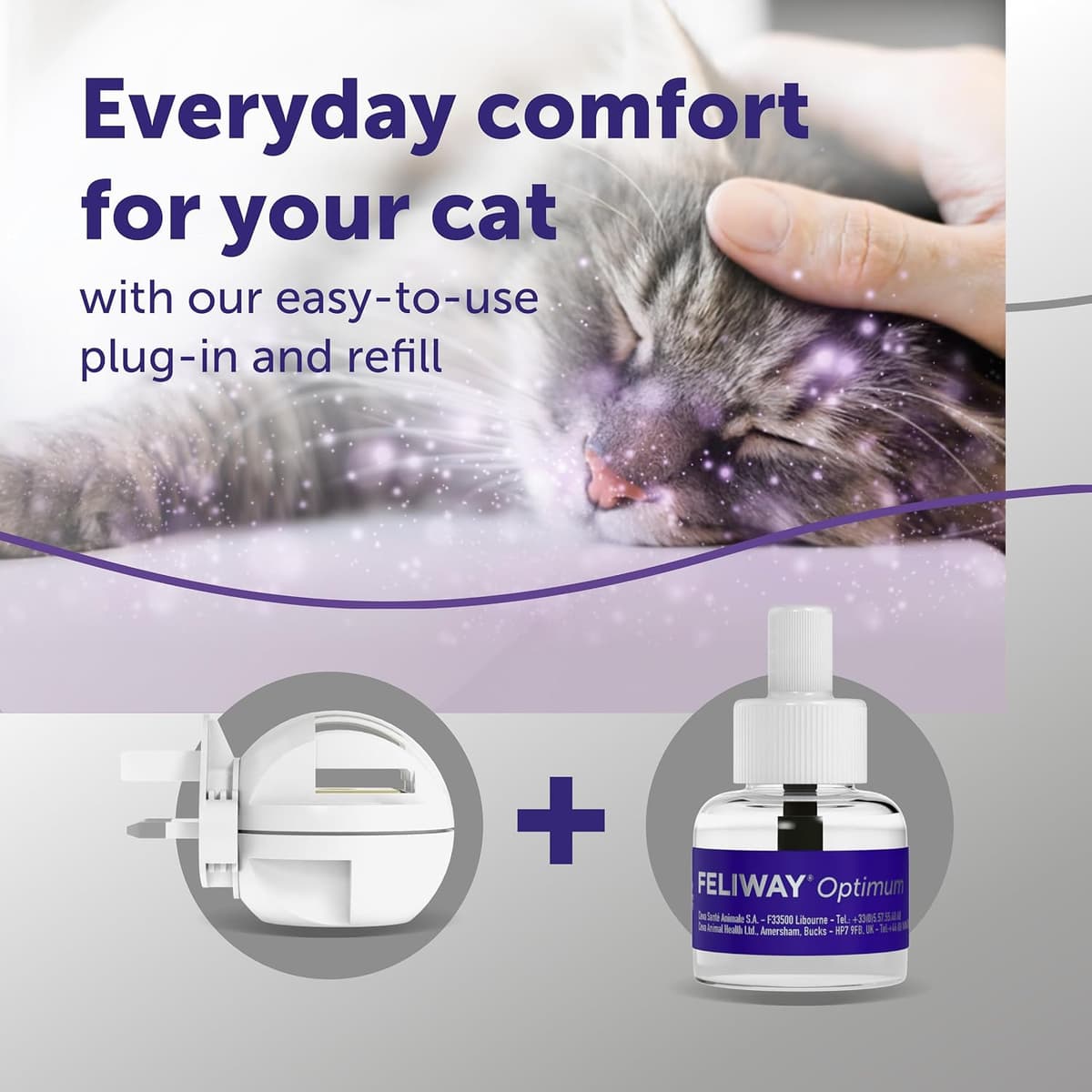 Feliway Optimum 30 Day Cat Calming Odourless Plug-In Pheromone Diffuser Starter Kit, 48ml - Helps Solve Signs of Stress in Ca — view 2