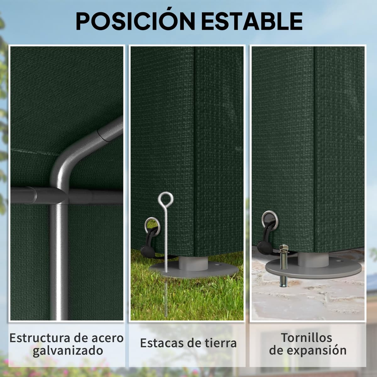 Outsunny Carpa de Jardín Exterior para Herramientas Bicicletas 1,2x1,8x1,65 m, Cobertizo Exterior con 2 Habitaciones, Puerta Enrollable con Cremallera, Impermeable Anti-UV, Garaje Portátil, Verde — view 4