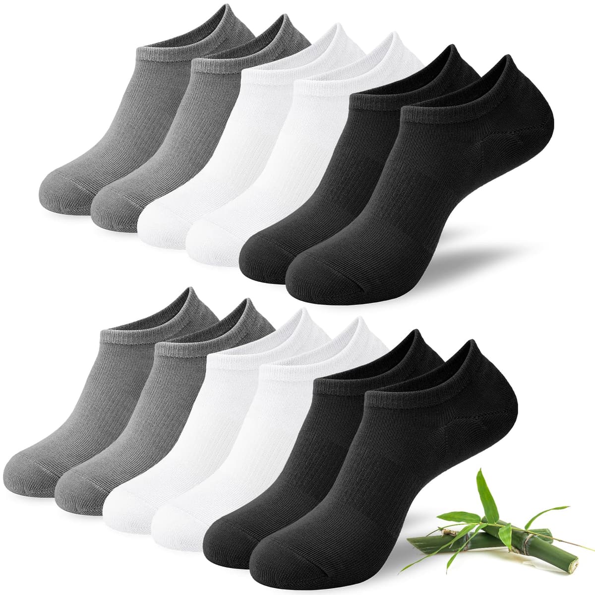 Niofind Bamboo Trainer Socks for Womens and Mens, No Show Ankle Socks Low Cut Invisible Non Slip Liner Socks Multipack Casual Footies for Sneaker Loafers and Boat Shoes — view 18