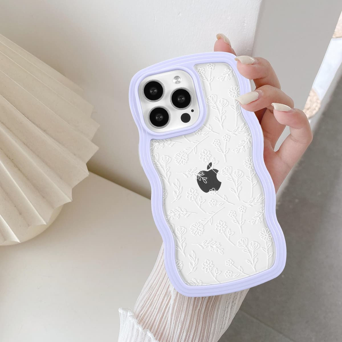QLTYPRI Compatible with iPhone 11 Case, Cute Curly Wave Frame Clear Case for Girls Women, Transparent Soft Silicone TPU Bumper Shockproof Protective Phone Cover for iPhone 11 - Purple — view 23