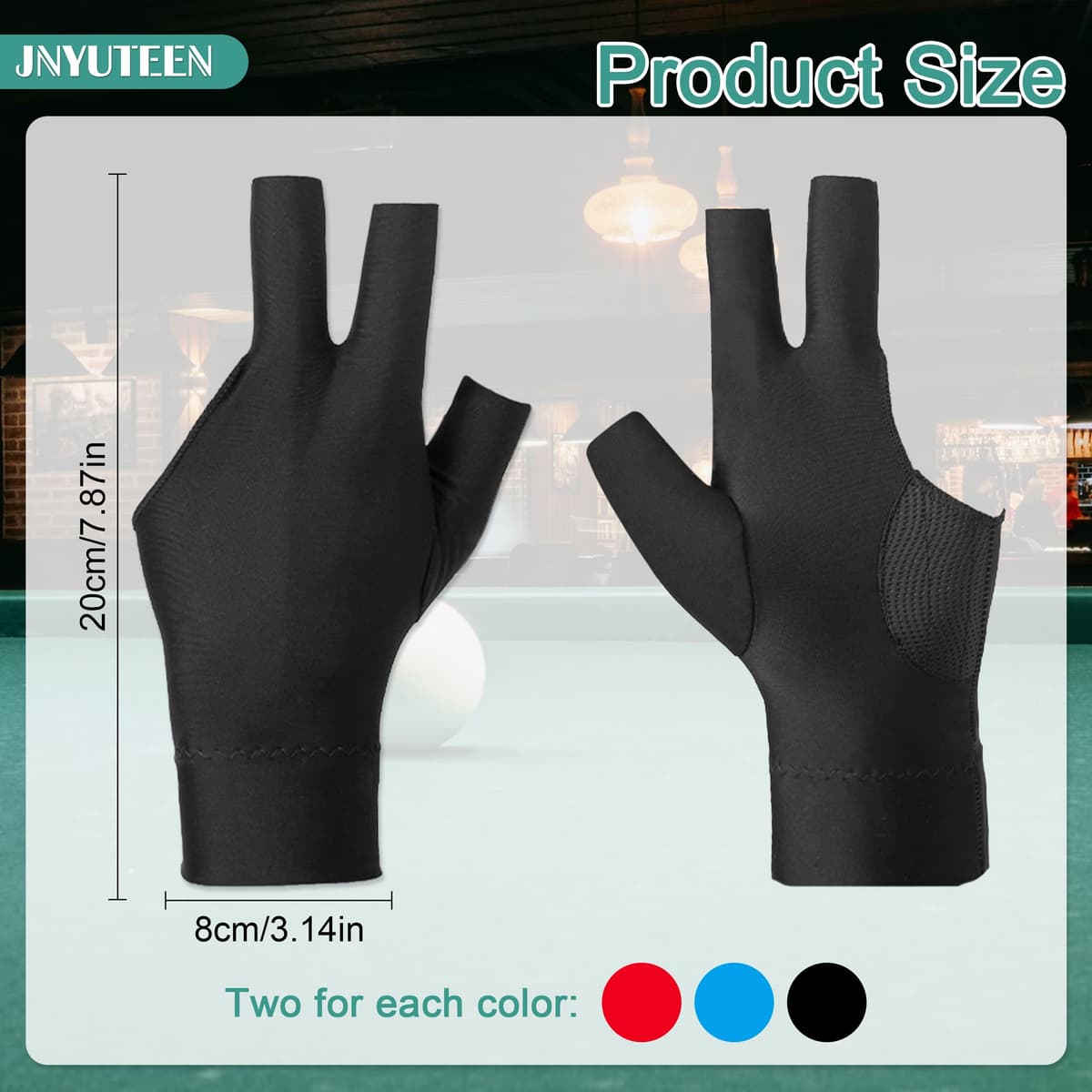 6 Pieza Guantes de Billar, Guantes de Snooker con 3 Dedos, Guante De Billar Snooker Guante de Tres Dedos Snookers para Accesorio de Snookers Carrom — view 2