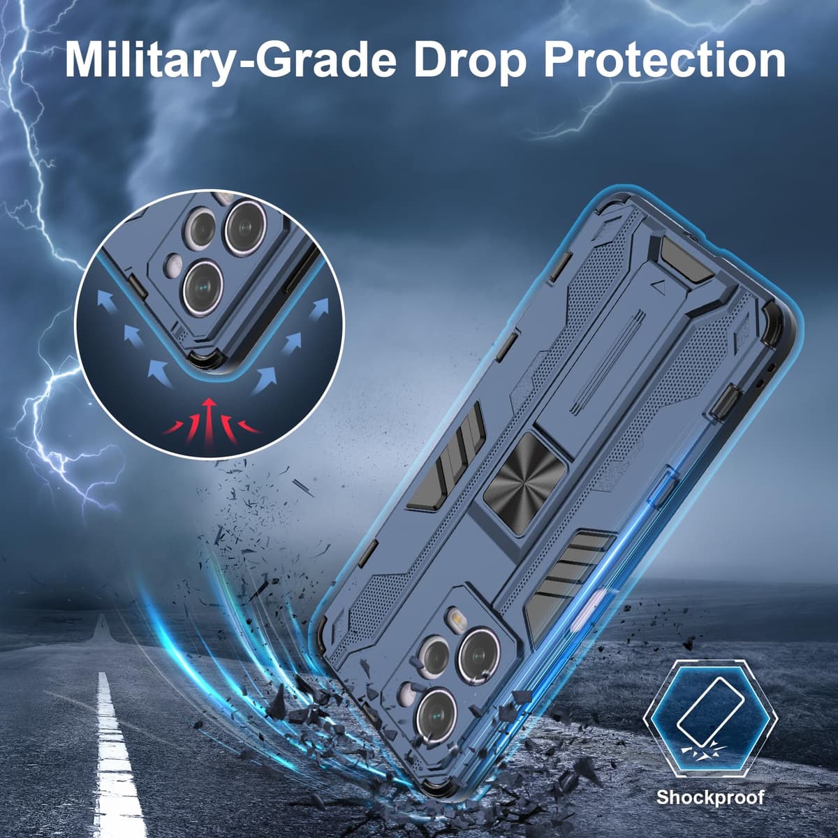 Funda para CMF Phone 2 Pro, Carcasa Antigolpes con Soporte anular metálico, Case Protectora de Grado Militar, Negro — view 1498
