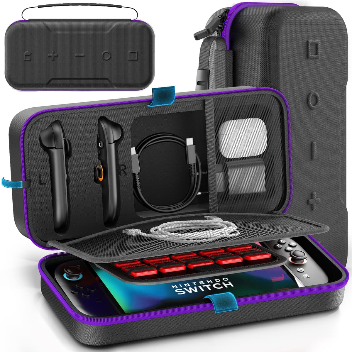 Funda para Nintendo Switch 2025, Bolsa de Transporte para Switch 2 para Joy-Con 2 y Consola, Funda de Viaje para Switch 2 para 24 Tarjetas de Juego y Accesorios, Organizador Cable y Adaptador-Negro — view 9