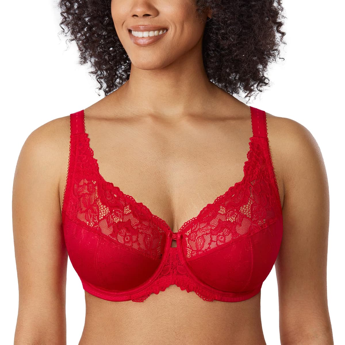 Delimira Women's Beauty Lace Non Padded Minimiser Full Figure Underwire Bra — view 15
