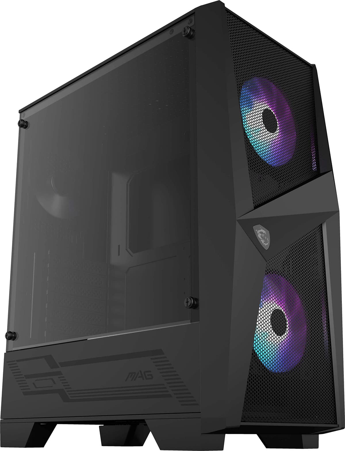 MSI MAG FORGE 100R Mid Tower Gaming Computer Case (Black, 2x 120mm ARGB PWM Fan, 1x 120mm Fan, 1-6 ARGB Hub, Tempered Glass, MSI Center, ATX, mATX, mini-ITX) — view 5