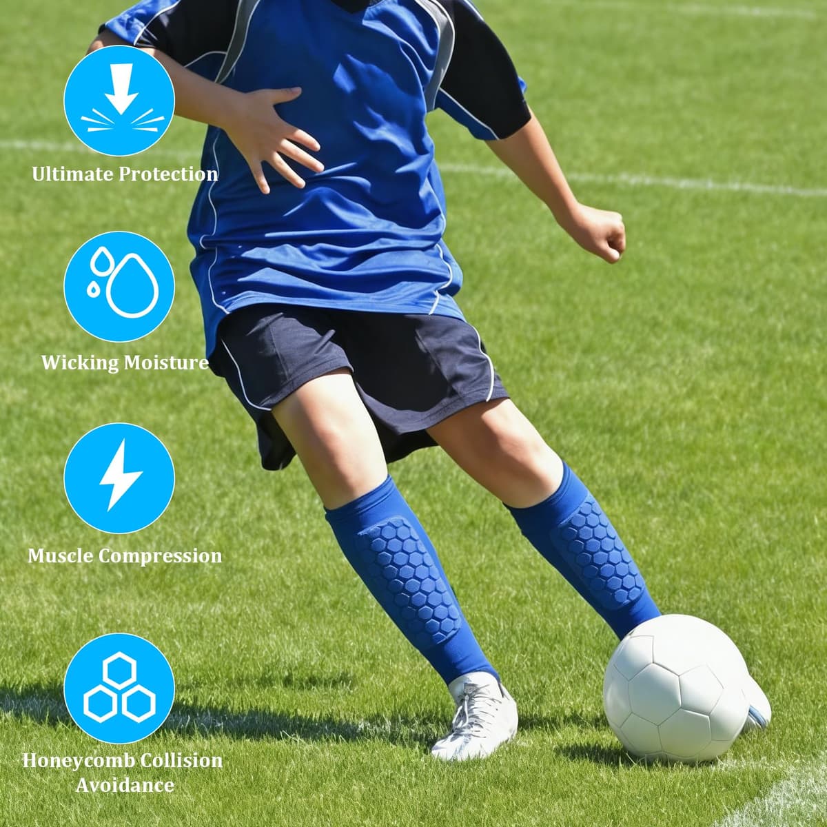 Espinilleras para niños con almohadillas de panal para fútbol, baloncesto, esquí, antigolpes, para niños y niñas — view 4