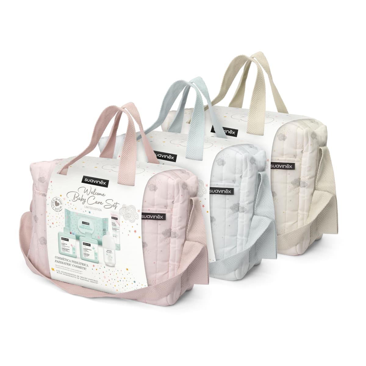 Suavinex, Bolso Carro Bebé con Cosmética: Gel Champú Syndet 300 ml + Loción Hidratante 300 ml + Pomada Pañal 50 ml + Baby Cologne 100 ml + Toallitas 60 Uds. Ideal Regalo de Recién Nacido, Azul — view 10