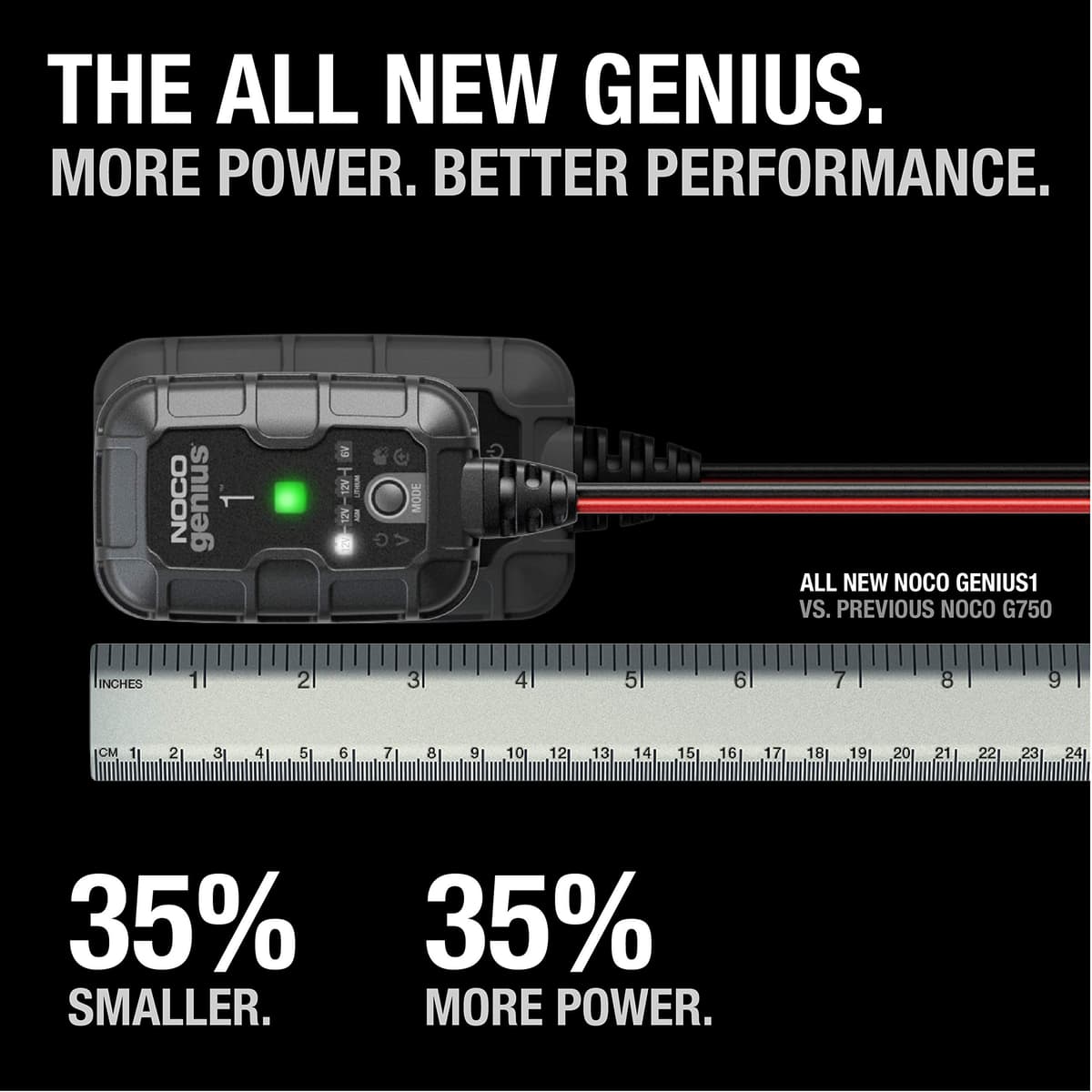 NOCO GENIUS1: 1A 6V/12V Smart Battery Charger – Automatic Maintainer, Trickle Charger & Desulfator with Overcharge Protection & Temperature Compensation – For Lead-Acid & Lithium Batteries — view 2
