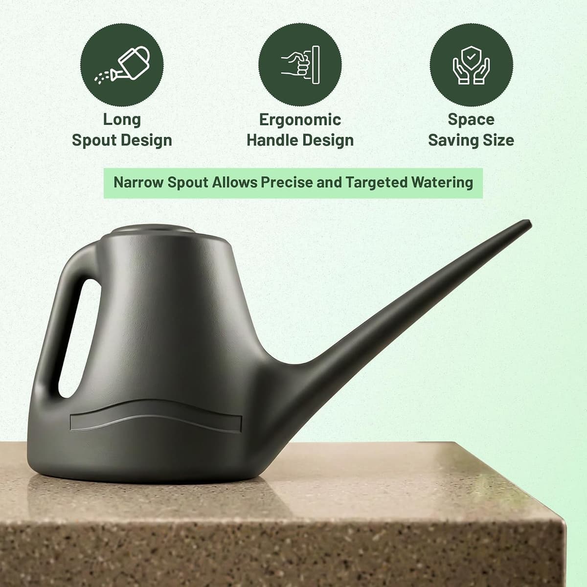 Watering Can 1L for Indoor & Outdoor Plants - Small Watering Jug with Long Spout for Precise Watering for Houseplants, Bonsai, Flowers & Greenhouses 1 L — view 2