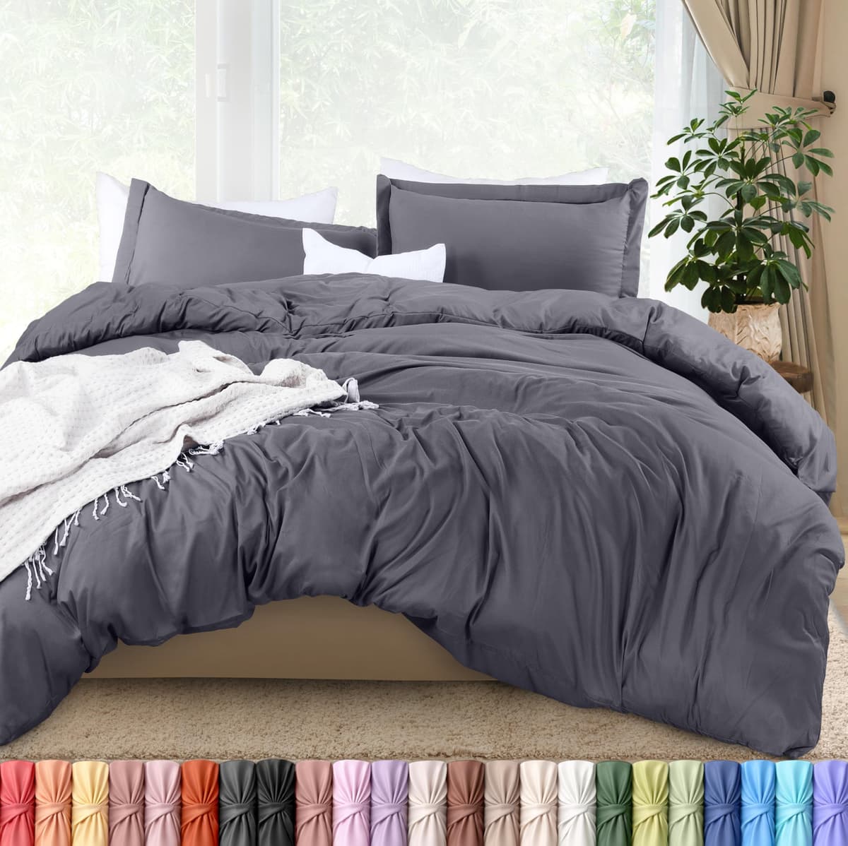 Utopia Bedding 3 Piece Single Bedding Set - Duvet Cover, Fitted Sheet with Pillow case - Soft Brushed Microfiber (Grey) — view 24