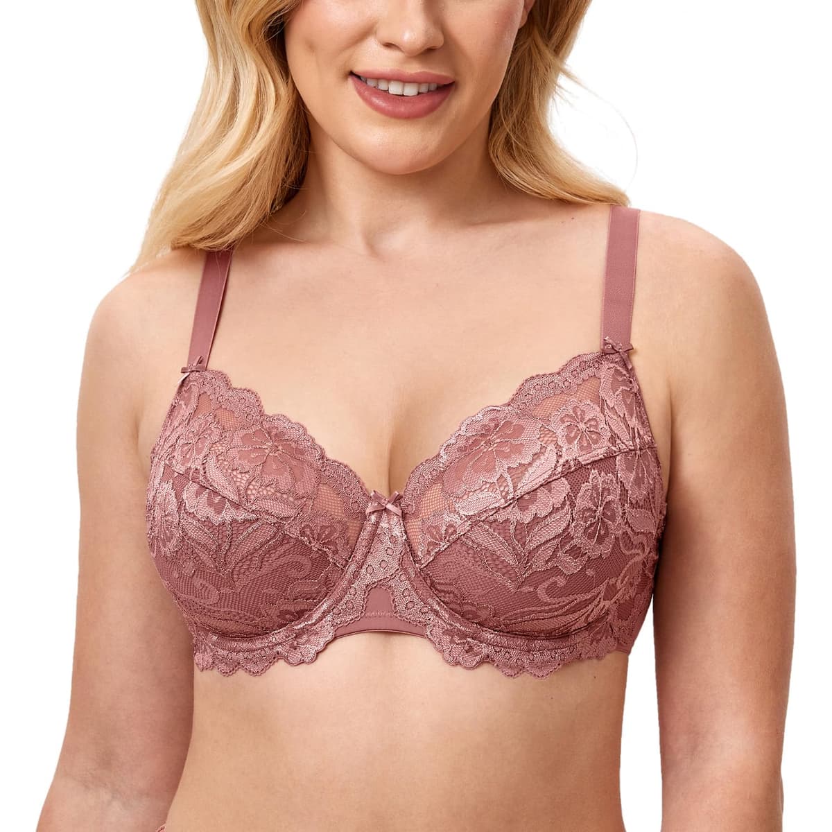 Delimira Women's Full Coverage Non-Foam Floral Lace Plus Size Underwired Bra — view 12