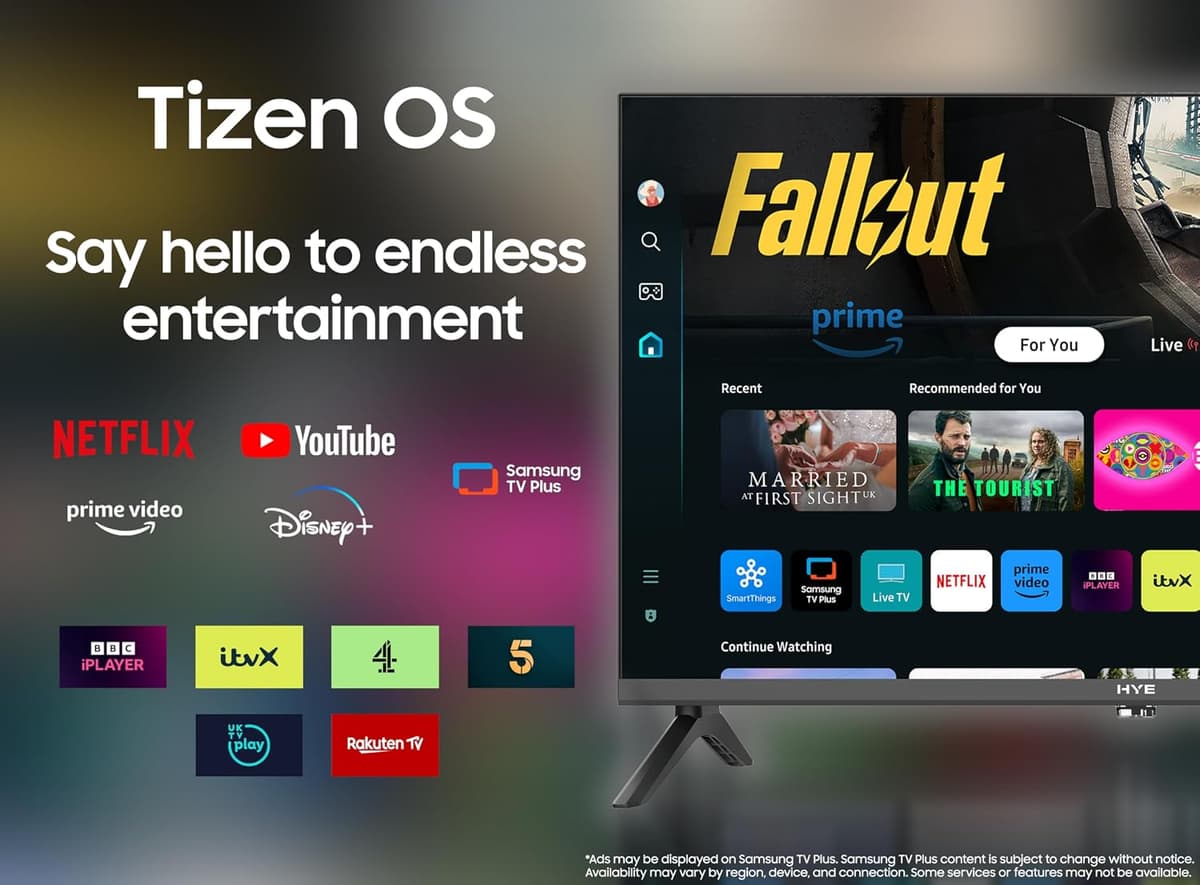 HYE TV - Smart TV, 24" Screen Size, HD Ready Resolution, Apple AirPlay, Samsung Tizen OS & Gaming Hub, Versatile Connectivity — view 3