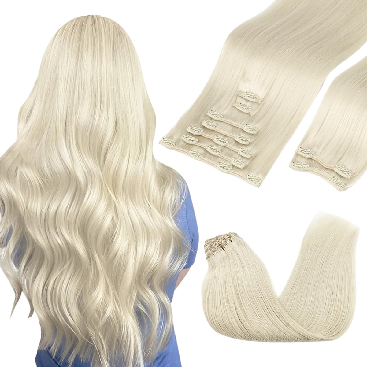 GOO GOO Clip in Hair Extensions Human Hair, 18inch 150g 9Pcs, #2 Dark Brown, Hair extensions for women, Human Hair Extensions Clip in — view 244
