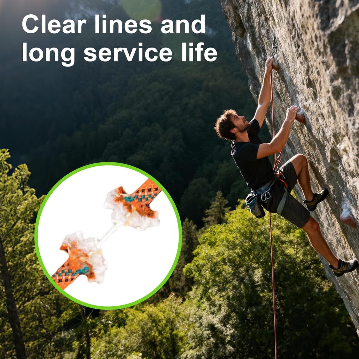 Cuerda de Escalada 8mm Cuerda Estática de 10m para Rescate de Alturas Cuerda de Paracaídas Senderismo Exterior Montañismo Deporte Camping Alta UIAA Fluorescente Negro — view 5