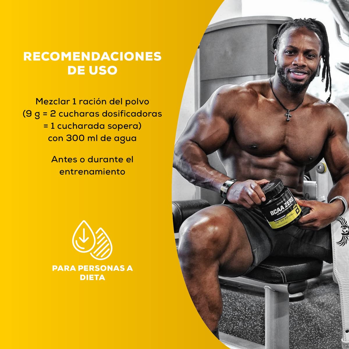 BioTechUSA BCAA Zero - Aminoácidos Esenciales en Polvo | 6g BCAA con L-Leucina Instantánea | Vegano | Sin Azúcar, Sin Lactosa, Sin Gluten, 360 g, Frutas tropicales — view 3