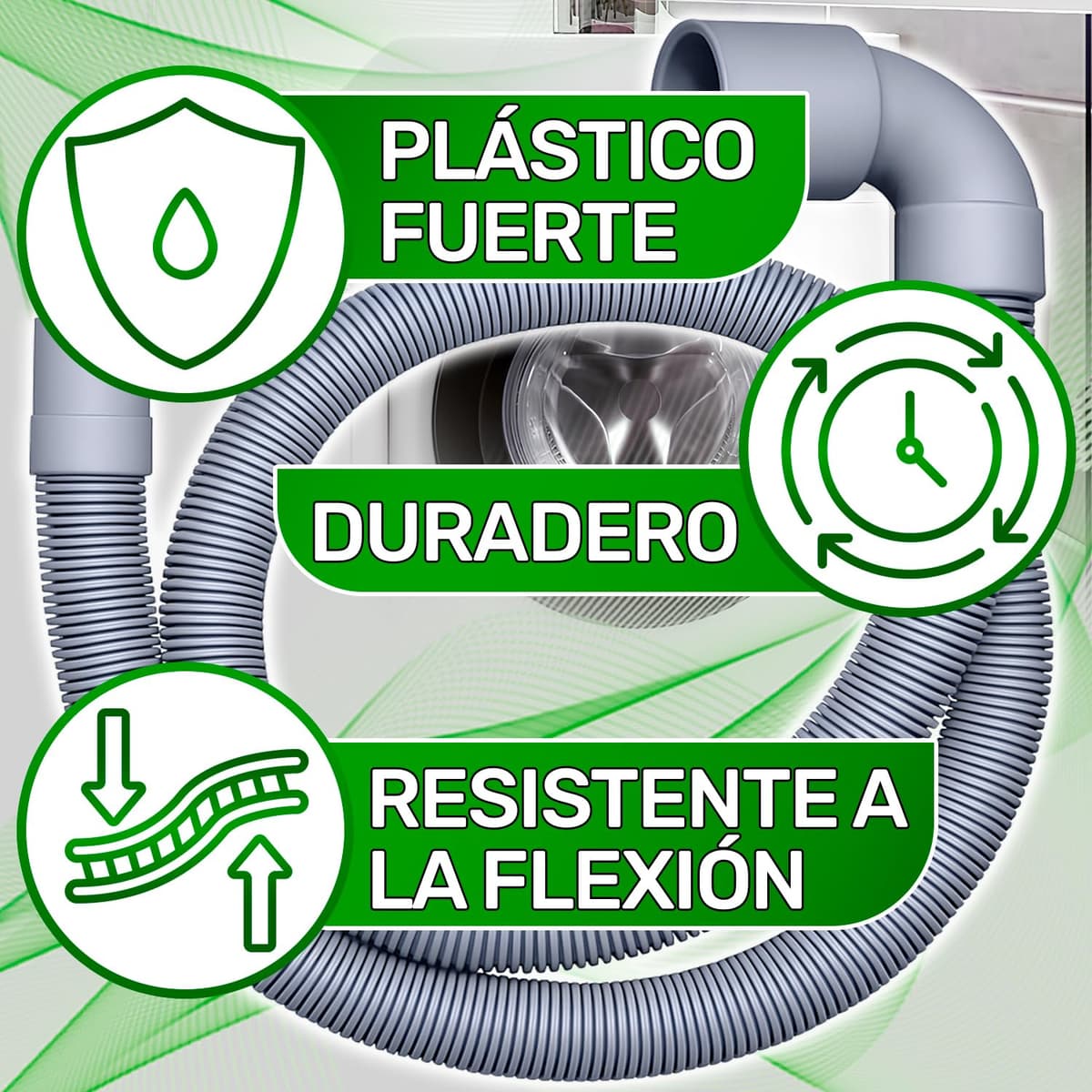 Tubo Desague Lavadora y Lavavajillas 2,5 m Ø 19/22 mm Recto y en Angulo 90° - Garantía de 5 Años - ONIX TECH — view 4