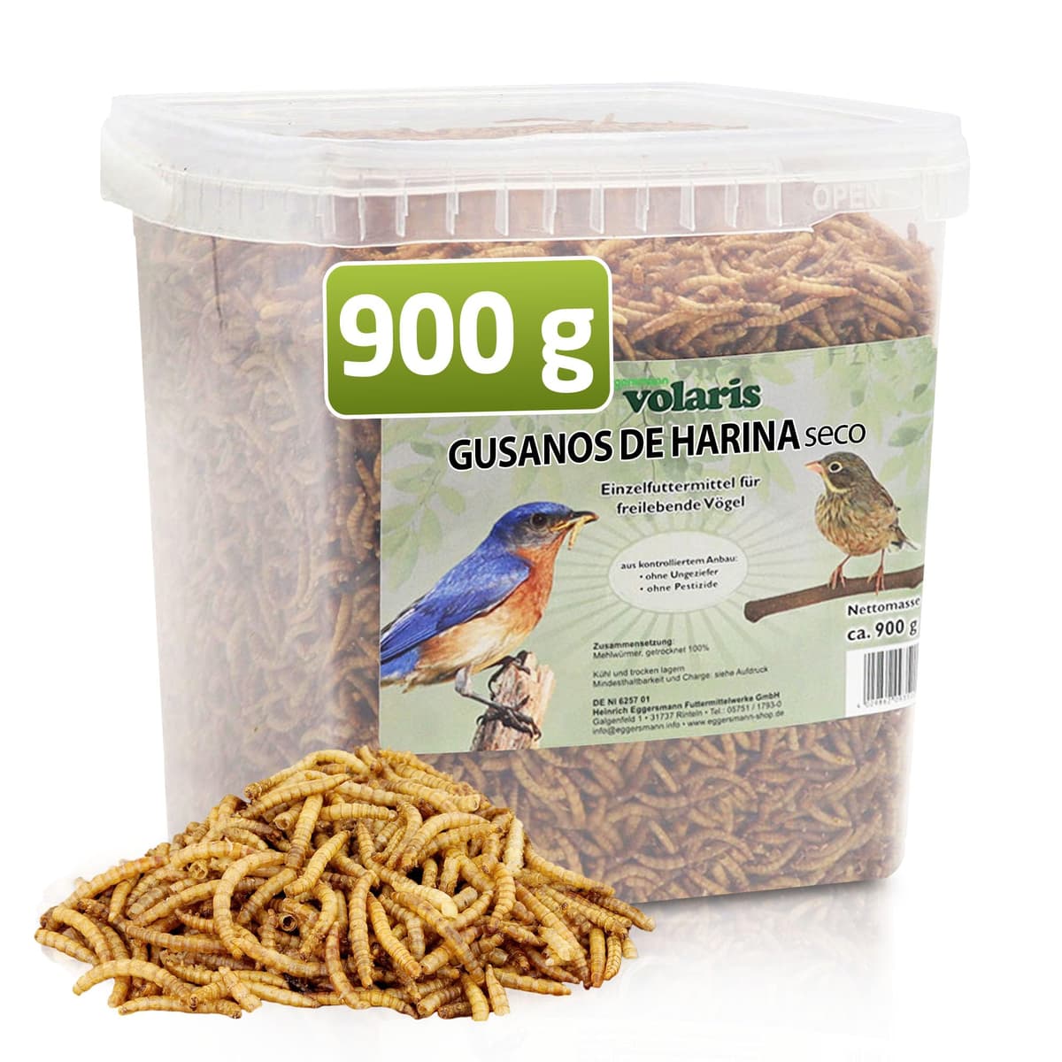 Eggersmann volaris 5 kg de gusanos de harina secos, ricos en proteínas y naturales, ideal para todos los animales domésticos, alimento para todo el año — view 5