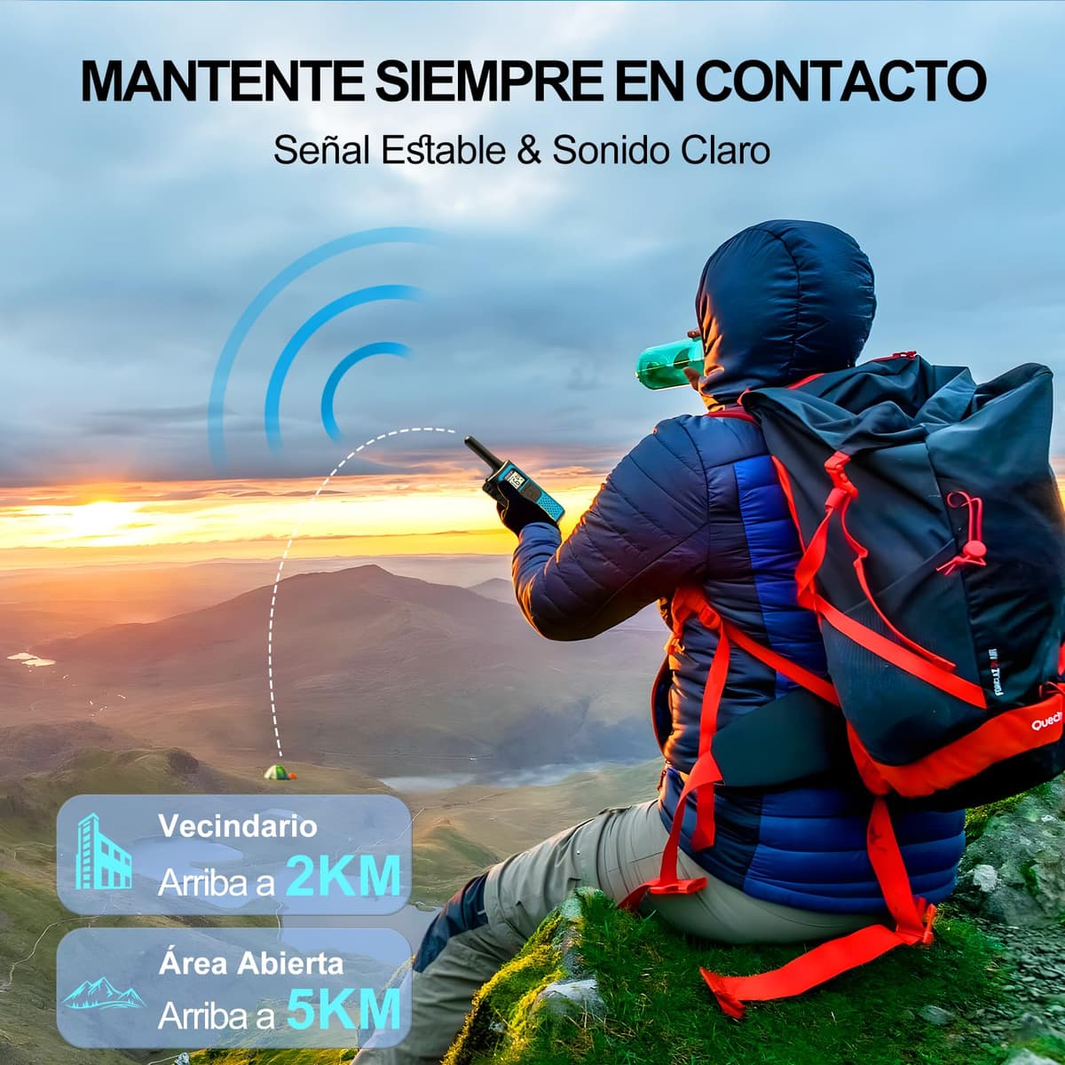 AWANFI Walkie Talkie Recargable con 1200mAh Batería, Walkie Talkie para Niños Adultos, 3 Piezas Walkie-Talkies, 16 Canales VOX, Walky Walky para Aventuras Camping Senderismo — view 5