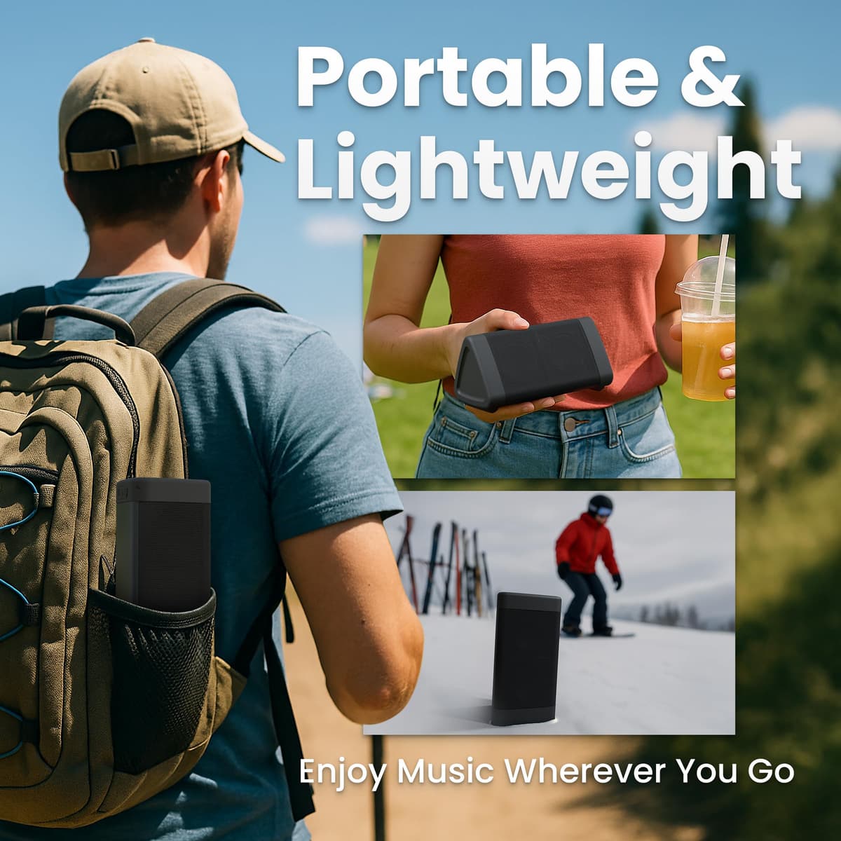 OontZ Angle 3 (4th Gen) – Portable Bluetooth Speaker, 12W Stereo Sound, 24 Hour Playtime, Rich Bass, 100 Foot Wireless Range, Waterproof, Home, Outdoor, Travel, Great Gift (Black) — view 7